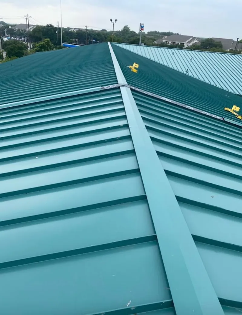 Green commercial metal roof ridge and valley for Metal Roof Repair in Plainsboro